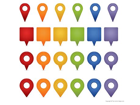 Map Markers Set - Multicolor Icon | Free Vector Maps