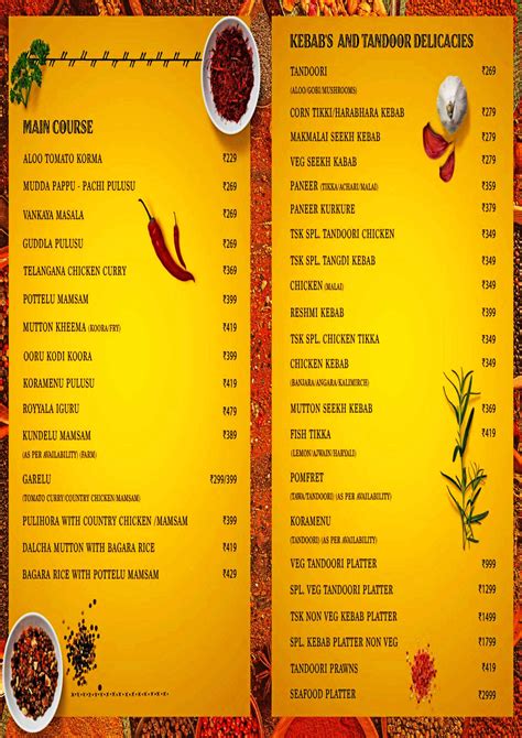 Menu of Telangana Spice Kitchen, Jubilee Hills, Central West Hyderabad ...