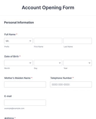 Account Opening Form Template | Jotform