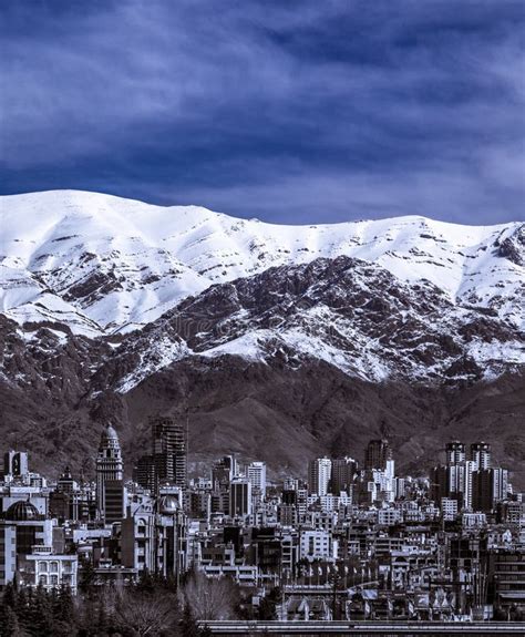 Winter Tehran View With A Snow Covered Alborz Mountains In Iram Stock ...