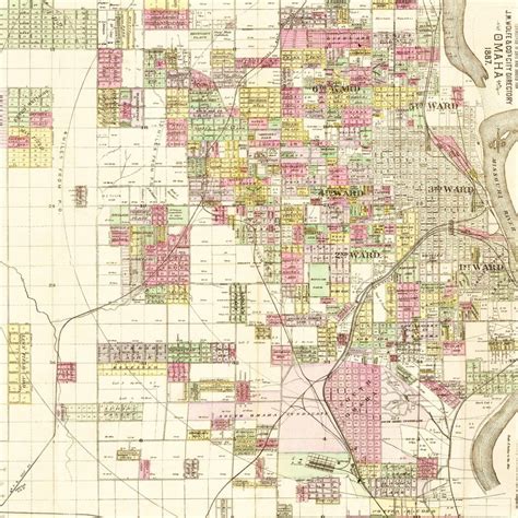 Vintage Map of Omaha, Nebraska 1887 by Ted's Vintage Art