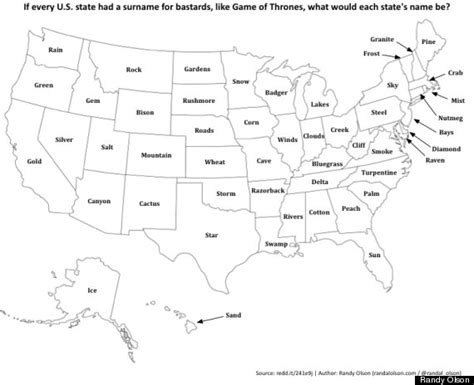 'Game Of Thrones'-Style Map Giving Bastard Surnames To Every U.S. State ...