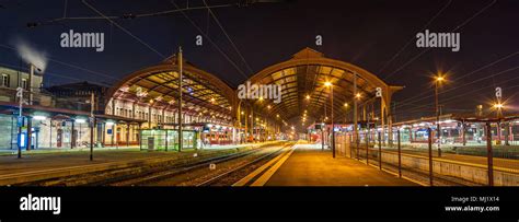 Strasbourg railway station at night. Alsace, France Stock Photo - Alamy