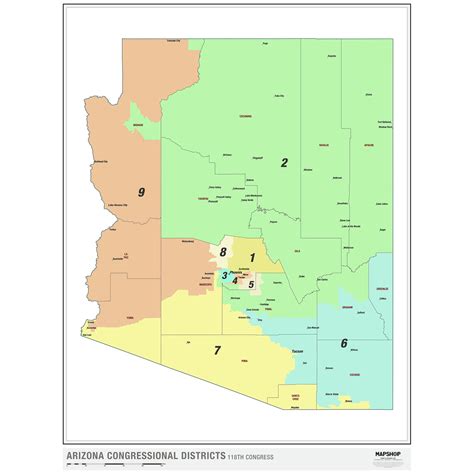 Arizona 2022 Congressional Districts Wall Map by MapShop - The Map Shop