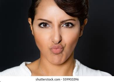 Beautiful Woman Pucker Lips Facial Expression Stock Photo (Edit Now ...