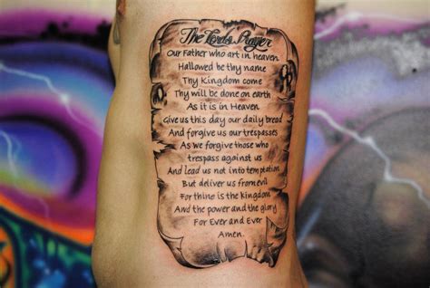 The Lord's Prayer | Prayer tattoo, Lords prayer tattoo, Scroll tattoos