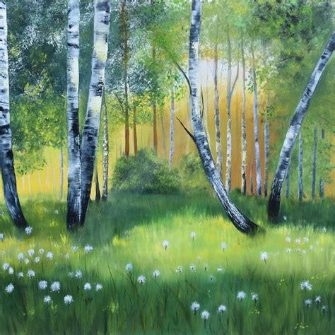 A Morning In a Birch Grove Painting by Yulia Nikonova | Fine Art America