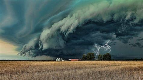 nature, Landscape, Trees, Supercell (nature), Field, Building, Storm ...