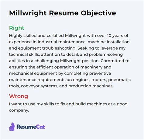 Top 16 Millwright Resume Objective Examples | ResumeCat