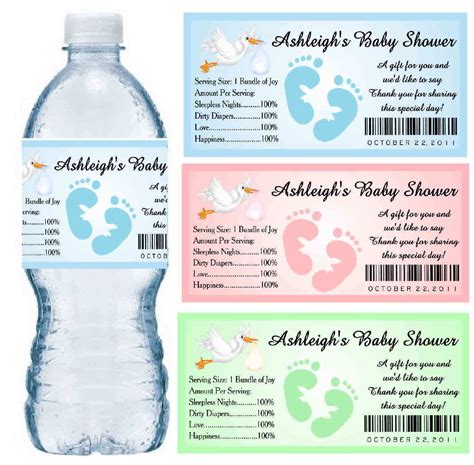 30 BABY SHOWER WATER BOTTLE LABELS PARTY FAVORS Waterproof Ink ...