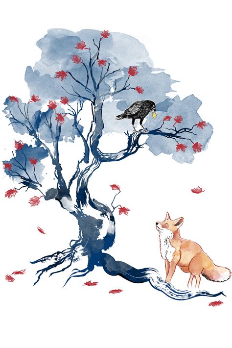 Konstnärliga illustration | The fox and the crow | Europosters