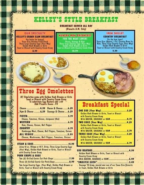 Online Menu of Kelley's Country Cooking, Pasadena, TX