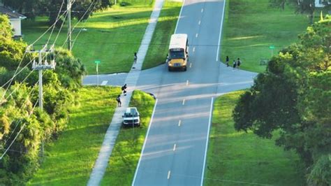 Top View Schoolkids Waiting School Bus Stock Footage Video (100% ...