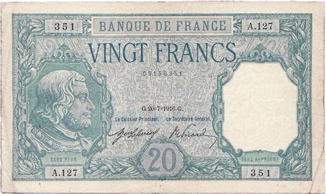 20 French Francs banknote (Bayard) - Exchange yours for cash today