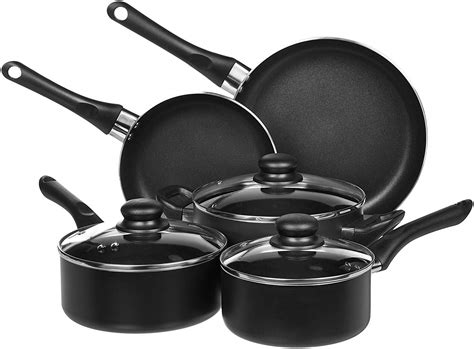 Amazon Basics Non-Stick Cookware Set, Pots and Pans - 8-Piece Set 8 ...