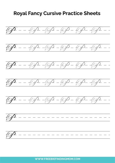 Printable Cursive Alphabet Practice Sheets: Royal Fancy Capital P