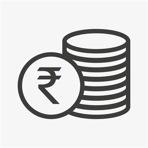 Rupee icon. Money outline vector illustration. Pile of coins icon ...