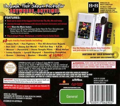 Guitar Hero: On Tour - Decades (2008) Nintendo DS box cover art - MobyGames