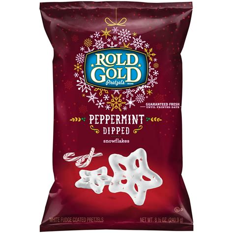 Rold Gold Dipped Peppermint Snowflakes White Chocolate Coated Pretzels ...