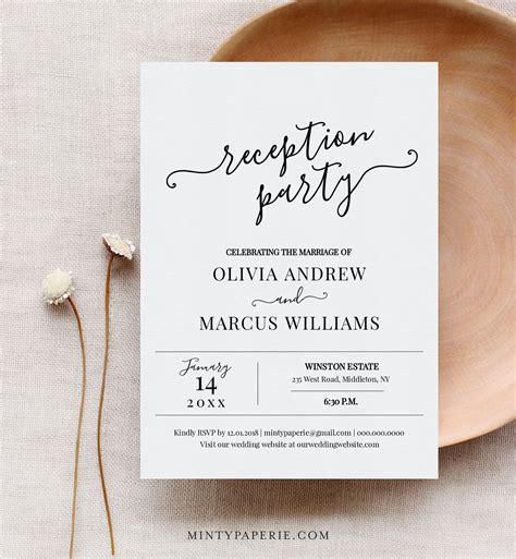 Wedding Reception Invitation Reception Party Printable - Etsy UK