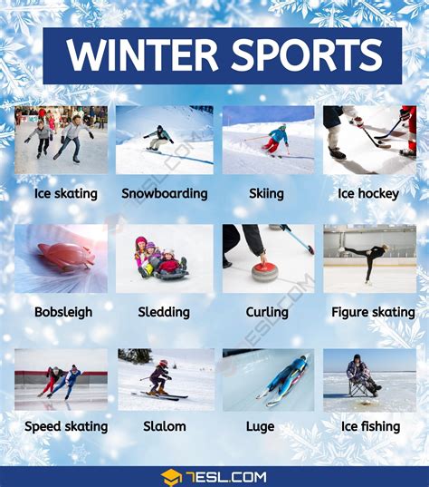 Winter Sports List in English • 7ESL