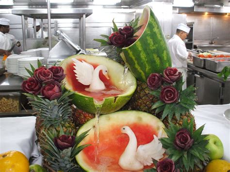 Amazing fruit carving - P& Pacific Dawn | Fruit carving, Vegetable ...