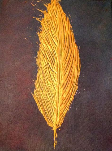 Golden Feather Painting by Emma Farrow - Pixels