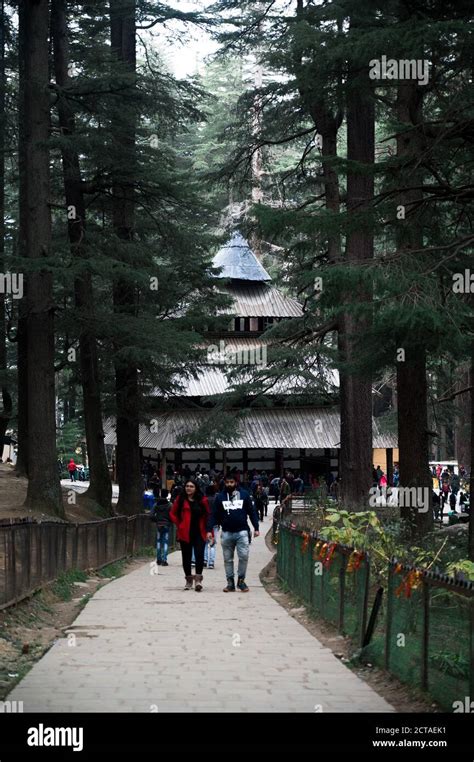 MANALI, INDIA - Jan 06, 2020: People Walking Out of Famous Hadimba ...