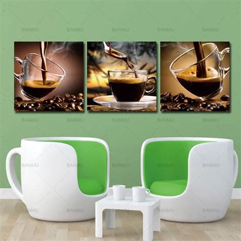 BANMU Coffee Canvas Wall Art Painting Coffee Cup Triptych Canvas Art ...