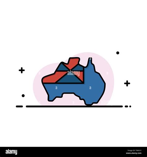 Australia, Map, Country, Flag Business Flat Line Filled Icon Vector ...