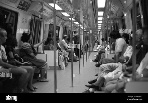 Interior of Singapore MRT train 1988 Stock Photo - Alamy