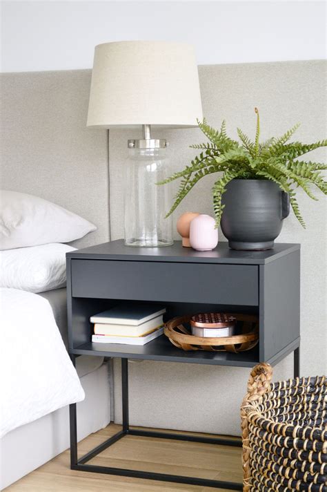 Master Bedroom Black Nightstand | Side tables bedroom, Bedside table ...