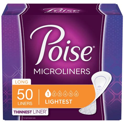 Poise Microliners, Incontinence Panty Liners, Lightest Absorbency, Long ...