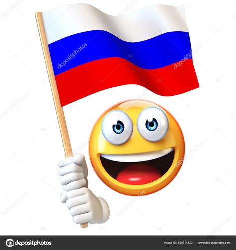 Emoji Tenant Drapeau Russe Émoticône Agitant Drapeau National ...