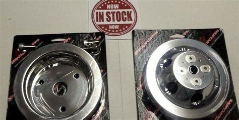 BILLET POLISHED SBC SHORT PUMP PULLEY KIT V-BELT(Crank, Water & P/S ...