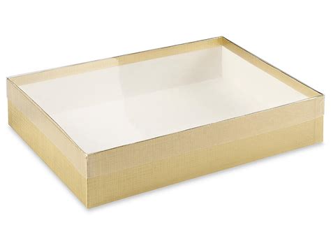 Clear Lid Boxes with Gold Base - 10 x 7 x 2" S-8546 - Uline