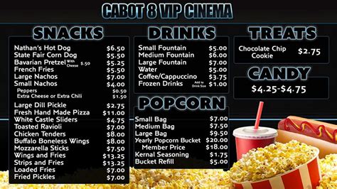 Cabot 8 VIP Cinema - Silver Screen Menu