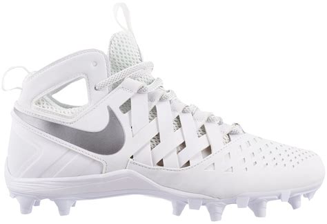 Nike Men's Huarache V Lax Mid Lacrosse Cleats - White/Metallic Silver ...