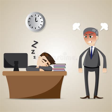 Cartoon Businessman Sleeping And Angry Boss Stock Vector - Illustration ...