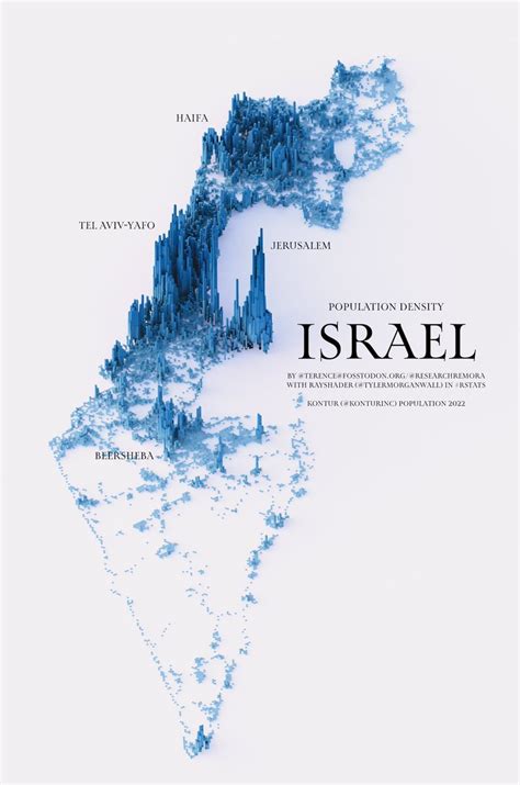 Population density map of Israel. by... - Maps on the Web