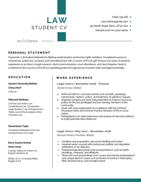 Cv Sample For Law Students Myperfectcv Student Resume Resume - Riset