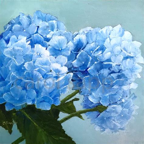 Blue Hydrangea Art-print of Original Oil Painting-hydrangea - Etsy