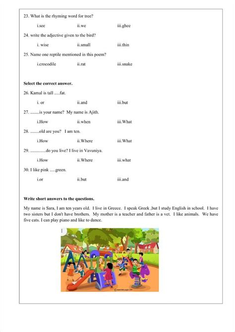 Grade 6 English Past Papers and Model Papers - e-Kalvi | English past ...