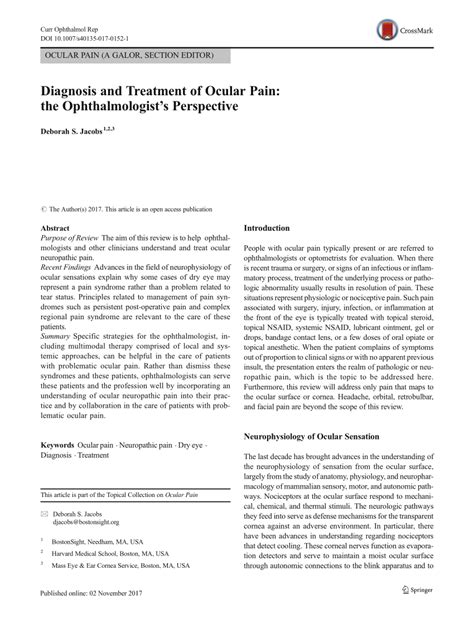 (PDF) Diagnosis and Treatment of Ocular Pain: the Ophthalmologist’s ...