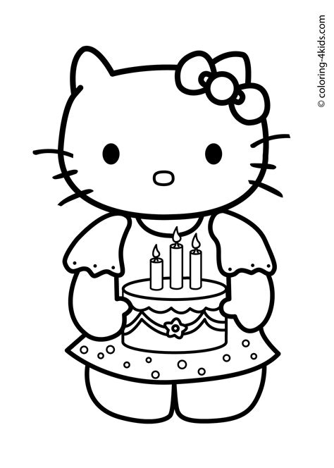 Hello Kitty Coloring Pages Happy Birthday - Coloring Home