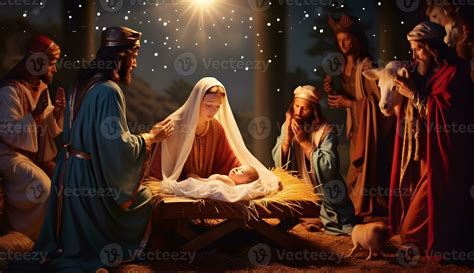 Scene of the birth of Jesus. Christmas nativity scene. 27926941 Stock ...