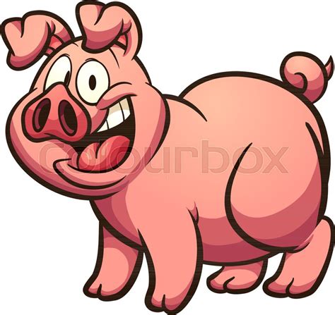 Happy cartoon pig with big smile. ... | Stock vector | Colourbox