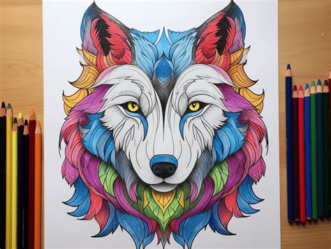 Colorful Wolf Drawings