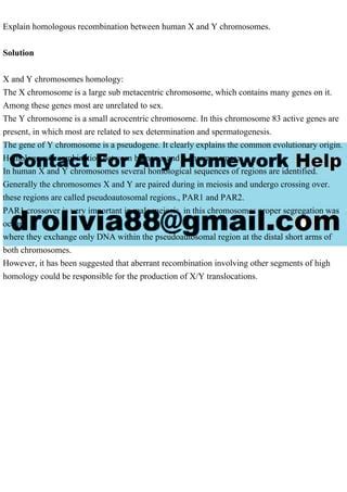 Explain homologous recombination between human X and Y chromosomes..pdf