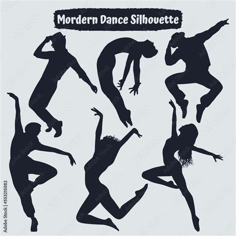 Collection of Woman Modern dance silhouettes in different poses Stock ...